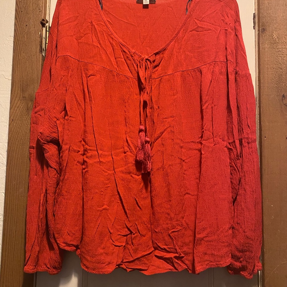 Gigio rust colored blouse. Long sleeve